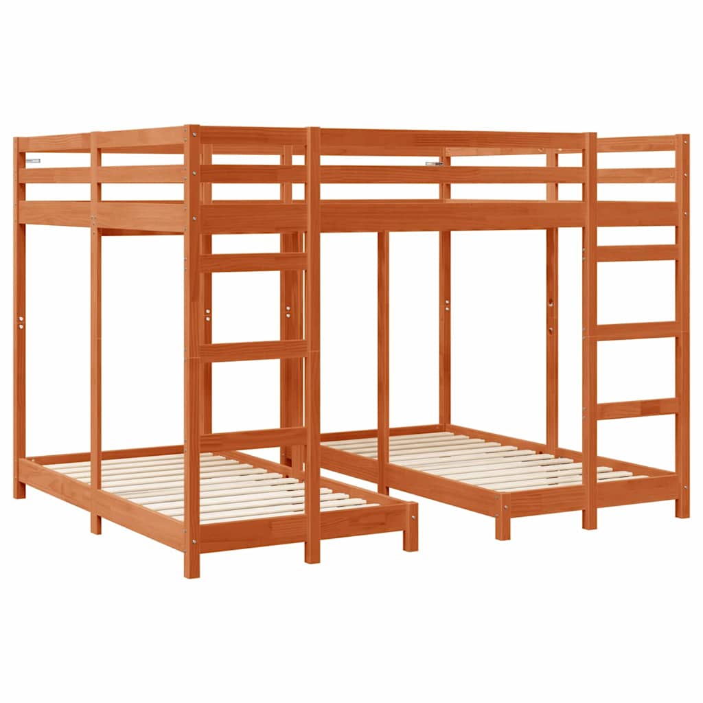 Struttura letto a castello triplo Cera marrone 160 x 200 cm | homemem39