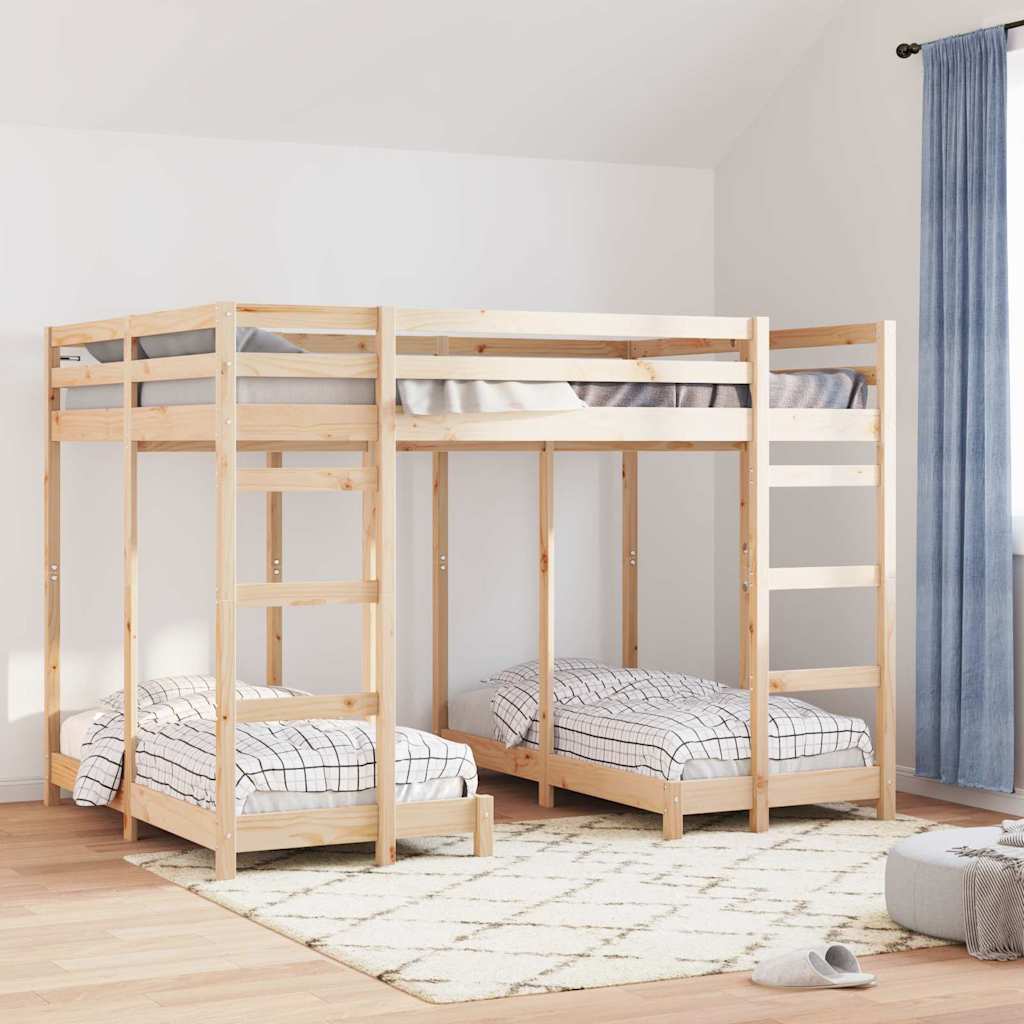 Struttura letto a castello triplo Marrone 140 x 200 cm | homemem39