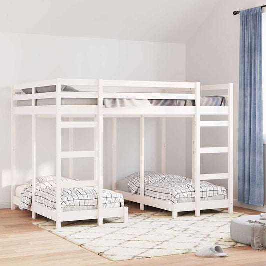 Struttura letto a castello triplo Bianco 140 x 200 cm | homemem39