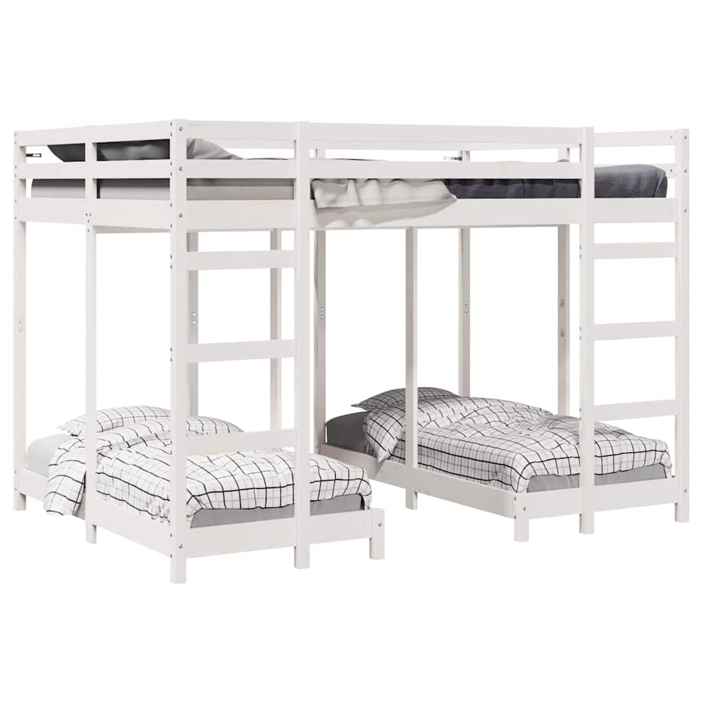 Struttura letto a castello triplo Bianco 140 x 200 cm | homemem39