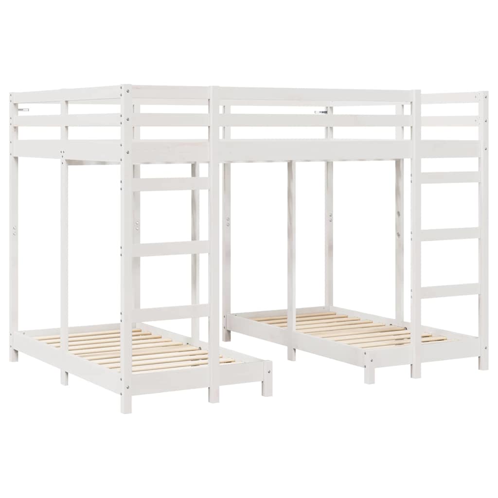 Struttura letto a castello triplo Bianco 140 x 200 cm | homemem39