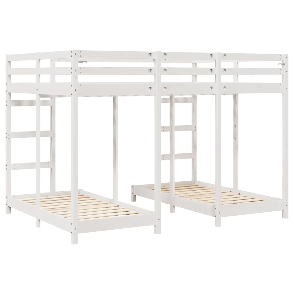 Struttura letto a castello triplo Bianco 140 x 200 cm | homemem39