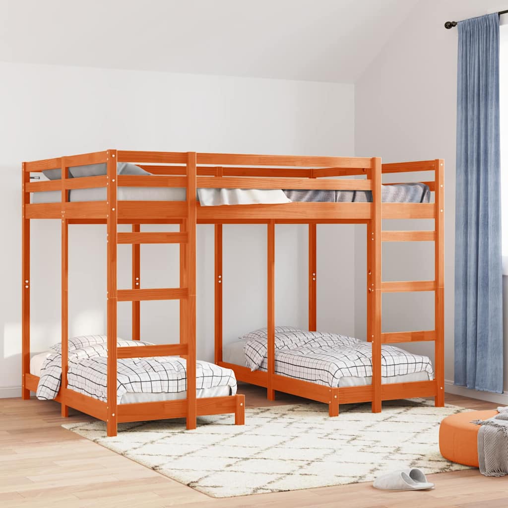 Struttura letto a castello triplo Cera marrone 140 x 200 cm | homemem39