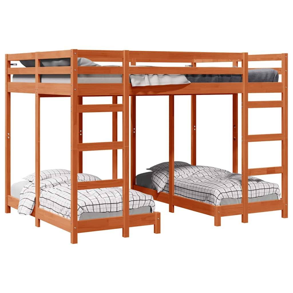 Struttura letto a castello triplo Cera marrone 140 x 200 cm | homemem39