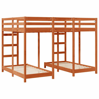 Struttura letto a castello triplo Cera marrone 140 x 200 cm | homemem39