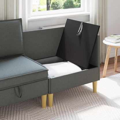 Divano ad Angolo con Storage Grigio Scuro Tessuto | homemem39