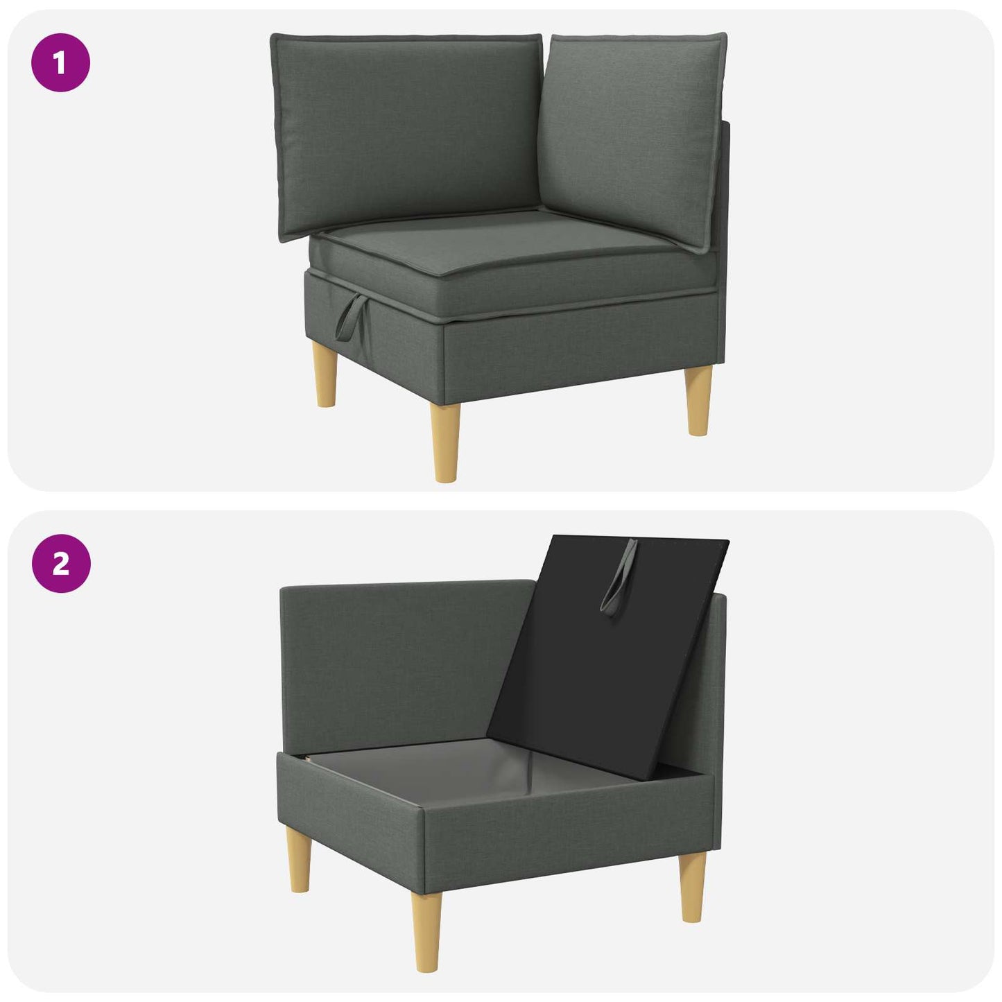 Divano ad Angolo con Storage Grigio Scuro Tessuto | homemem39