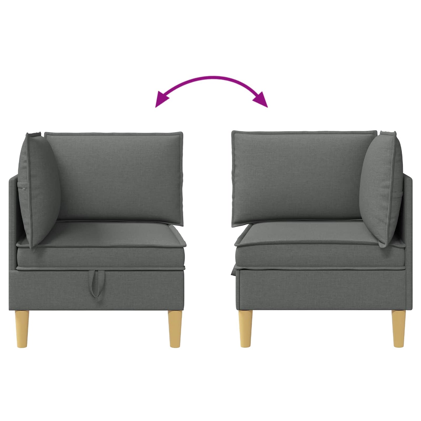 Divano ad Angolo con Storage Grigio Scuro Tessuto
