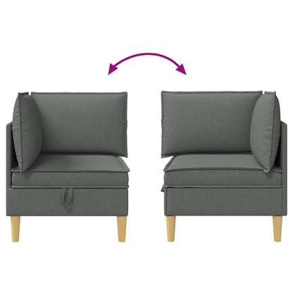 Divano ad Angolo con Storage Grigio Scuro Tessuto