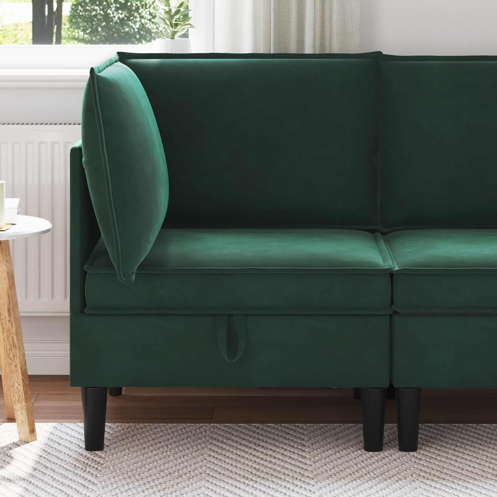 Divano con Stoccaggio Verde Scuro Velluto | homemem39