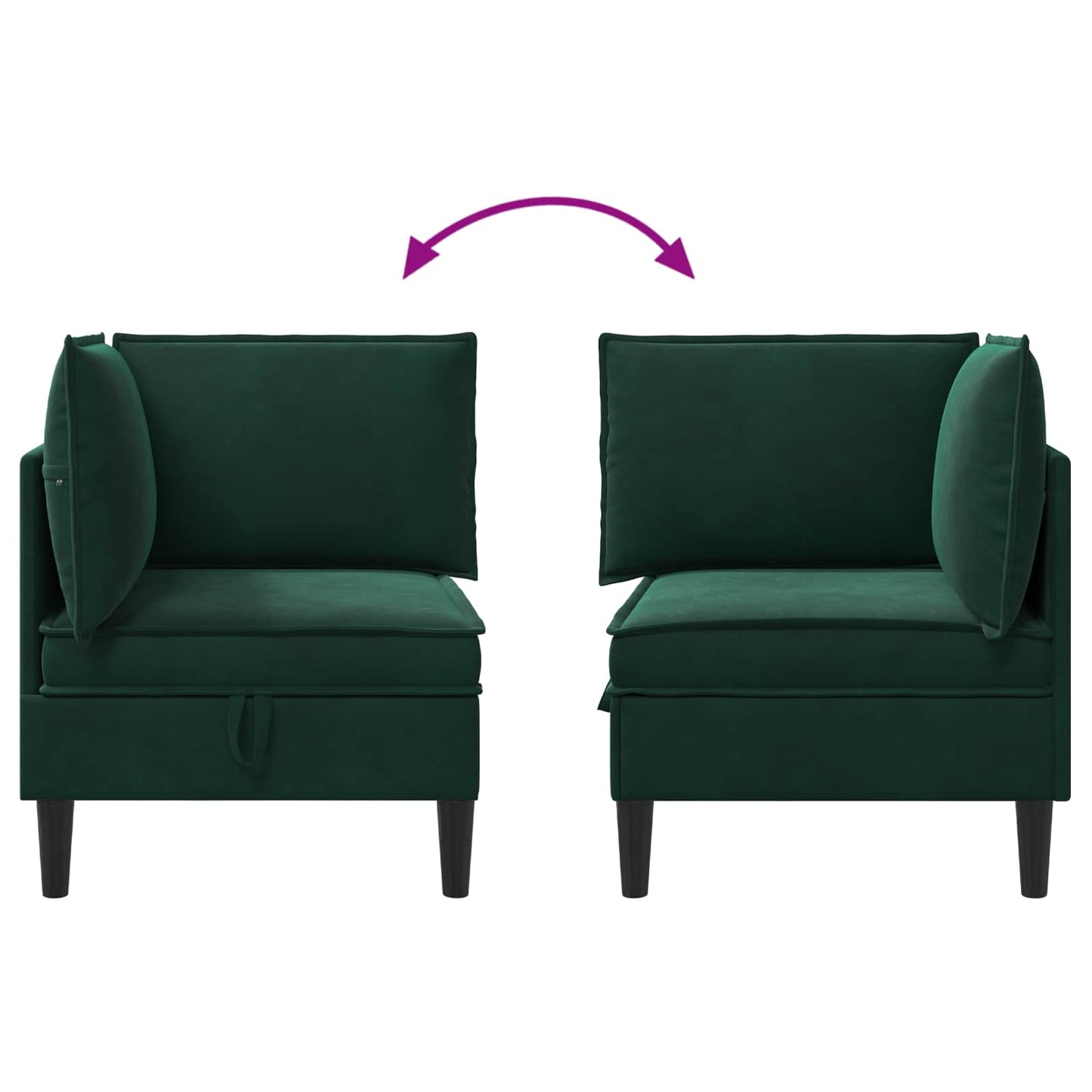 Divano con Stoccaggio Verde Scuro Velluto