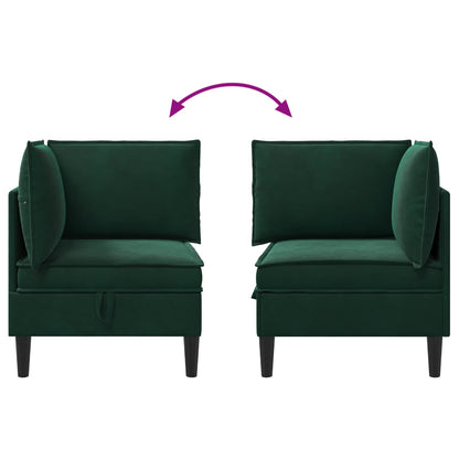 Divano con Stoccaggio Verde Scuro Velluto