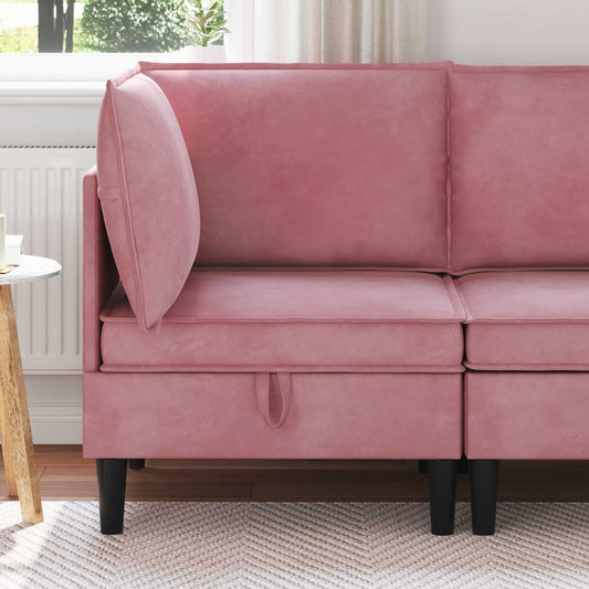 Divano con Stoccaggio Rosa Velluto | homemem39