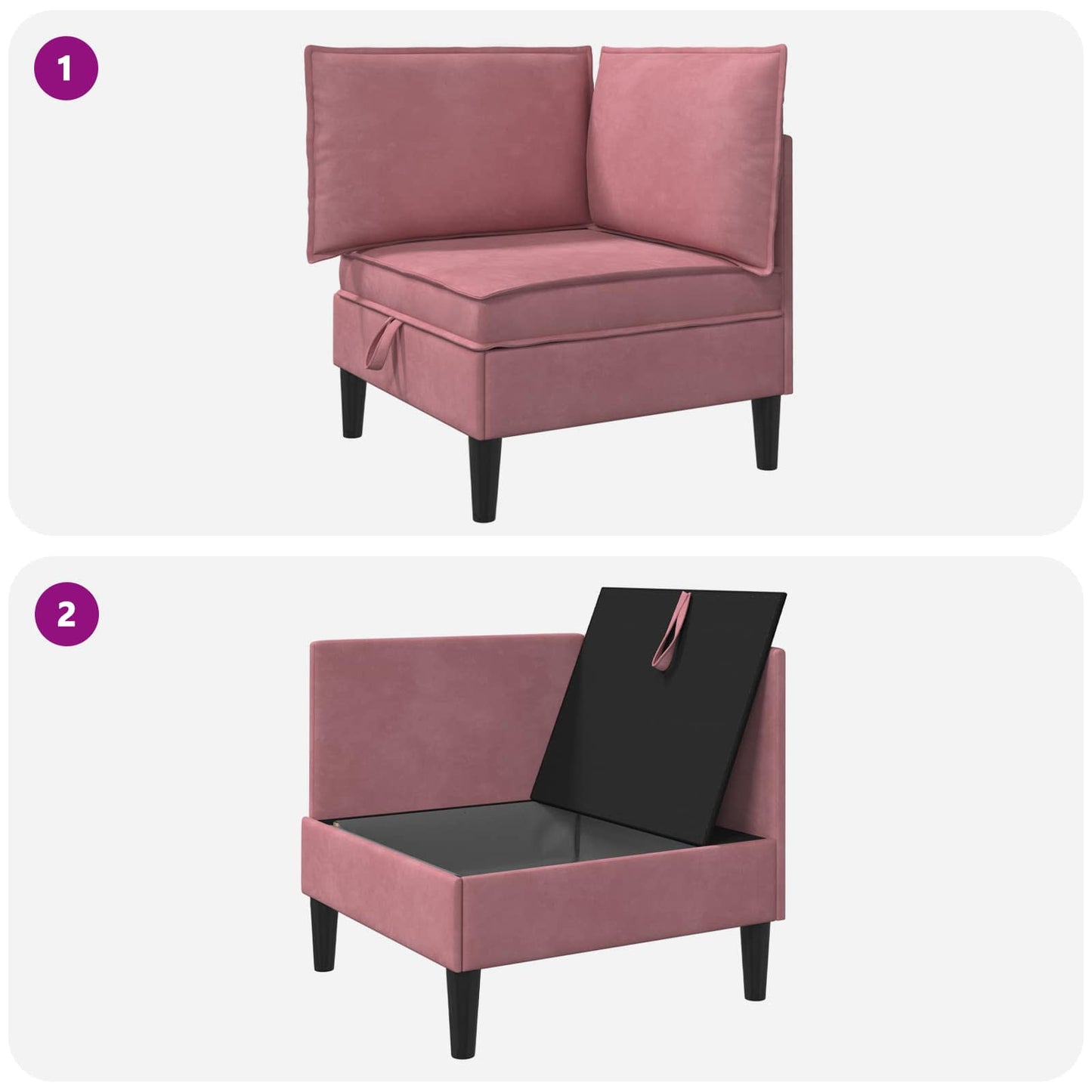 Divano con Stoccaggio Rosa Velluto | homemem39