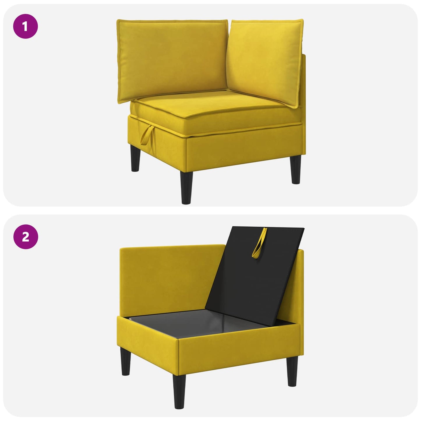 Divano con Stoccaggio Giallo Velluto | homemem39