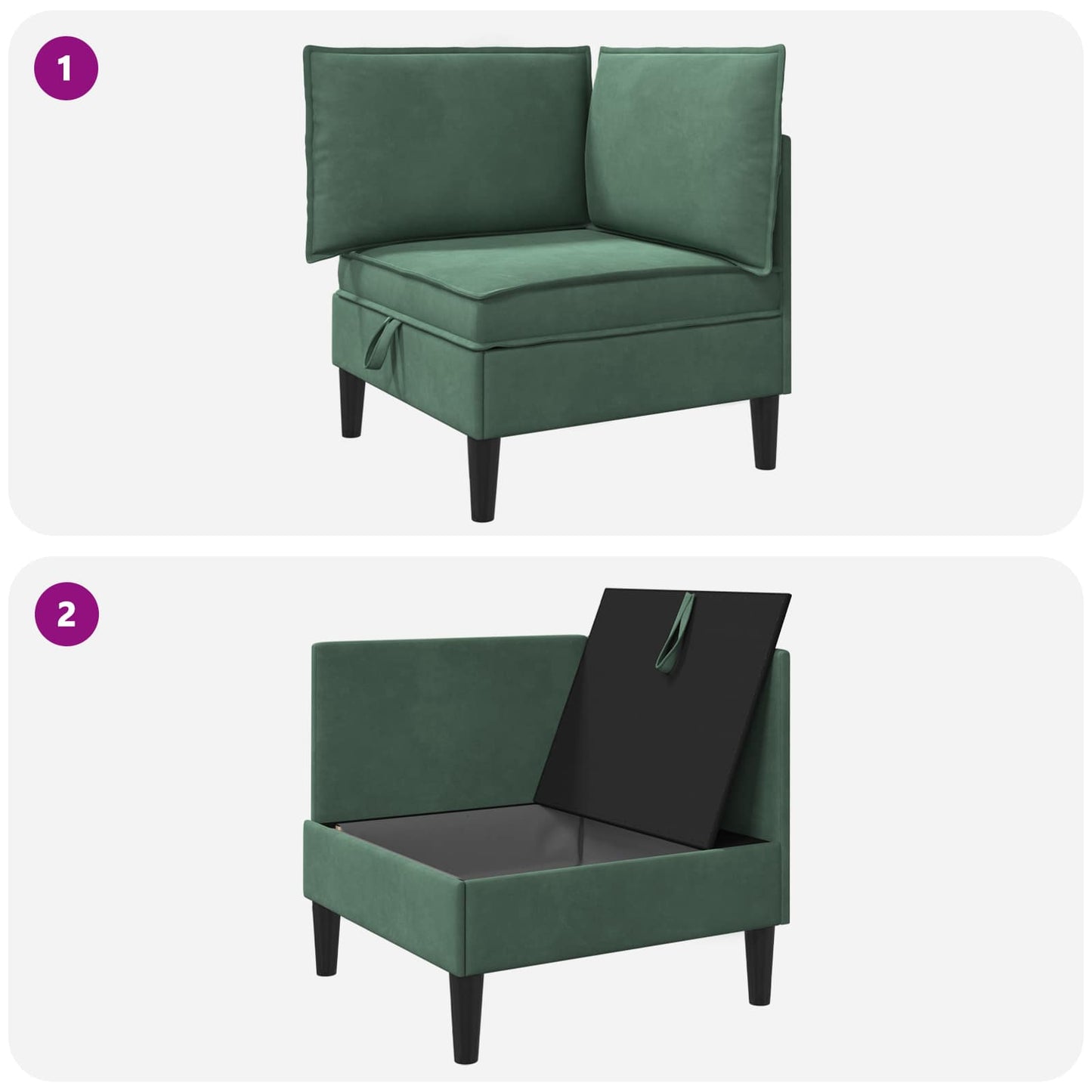 Divano con Stoccaggio Verde Mare Velluto | homemem39