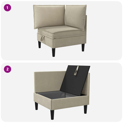 Divano Angolare con Storage Sabbia Velluto | homemem39