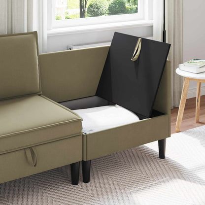 Divano Angolare con Storage Cachi Velluto