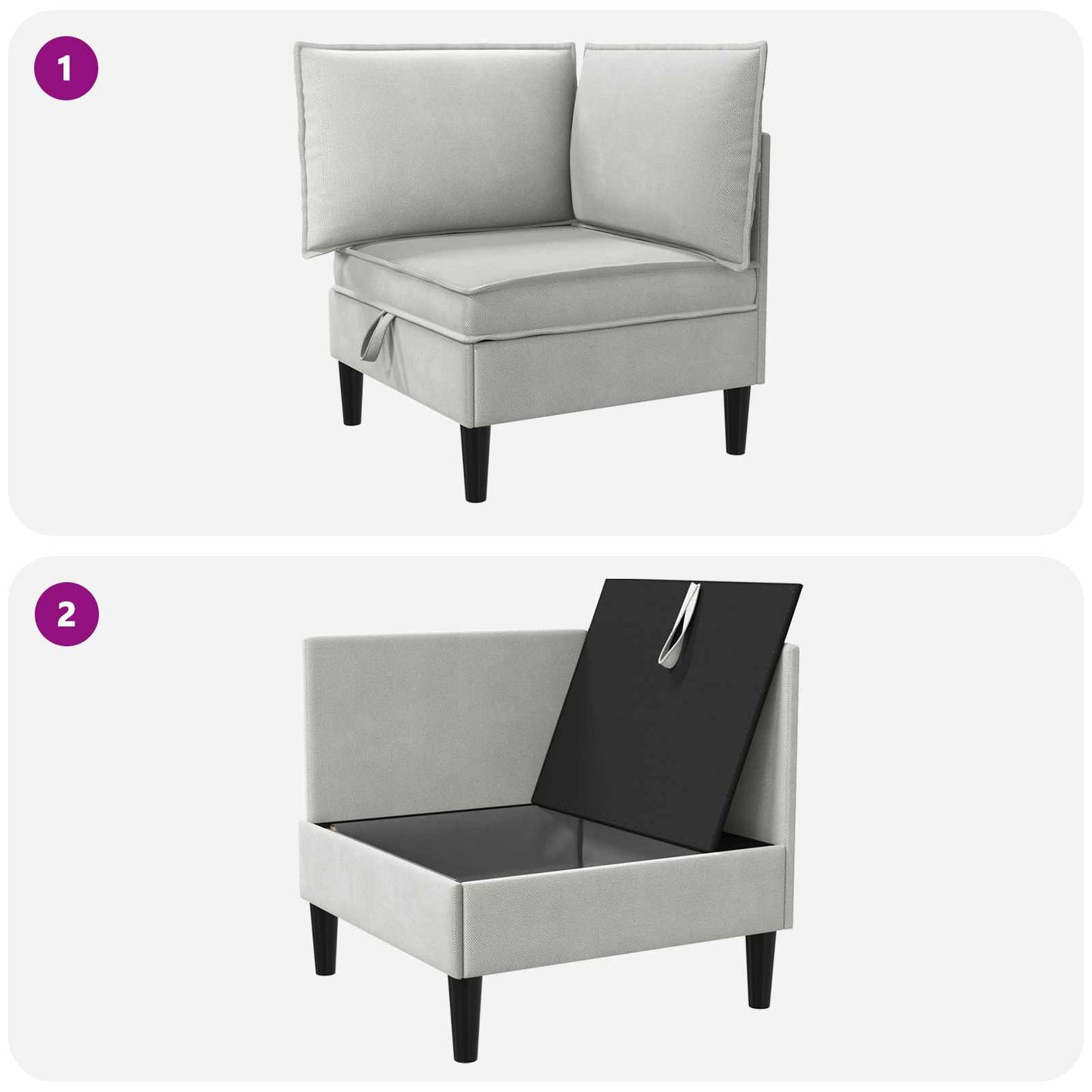 Divano Angolare con Storage Grigio chiaro Velluto