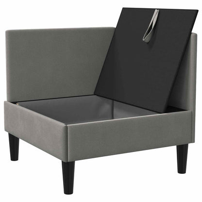 Divano Angolare con Storage Grigio scuro Velluto