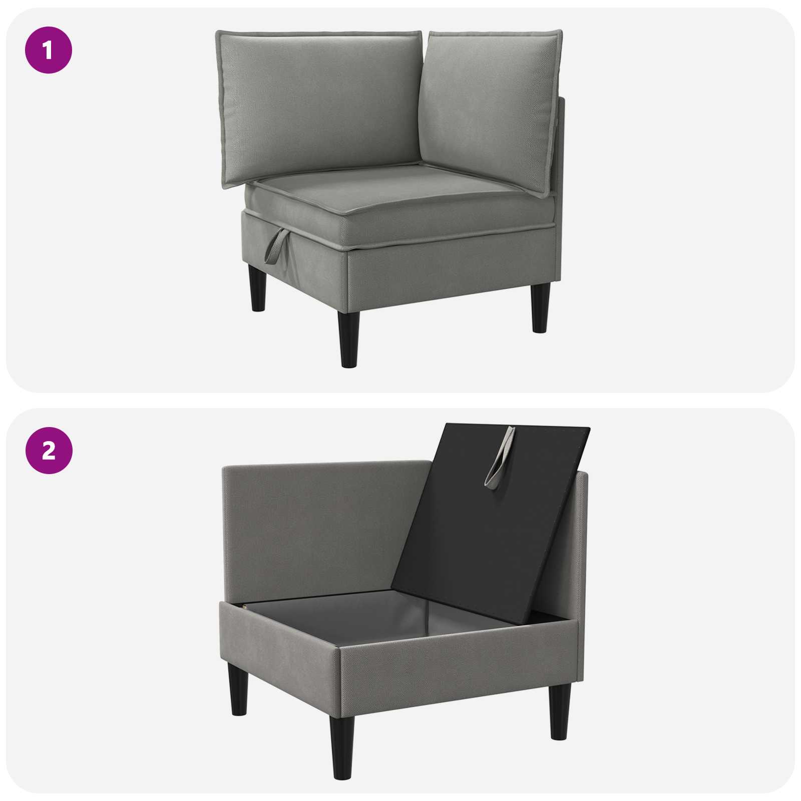 Divano Angolare con Storage Grigio scuro Velluto | homemem39