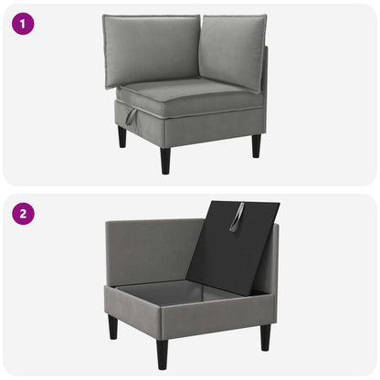 Divano Angolare con Storage Grigio scuro Velluto | homemem39