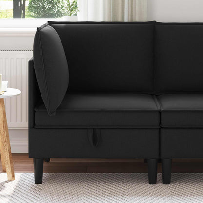 Divano Angolare con Storage Nero Velluto