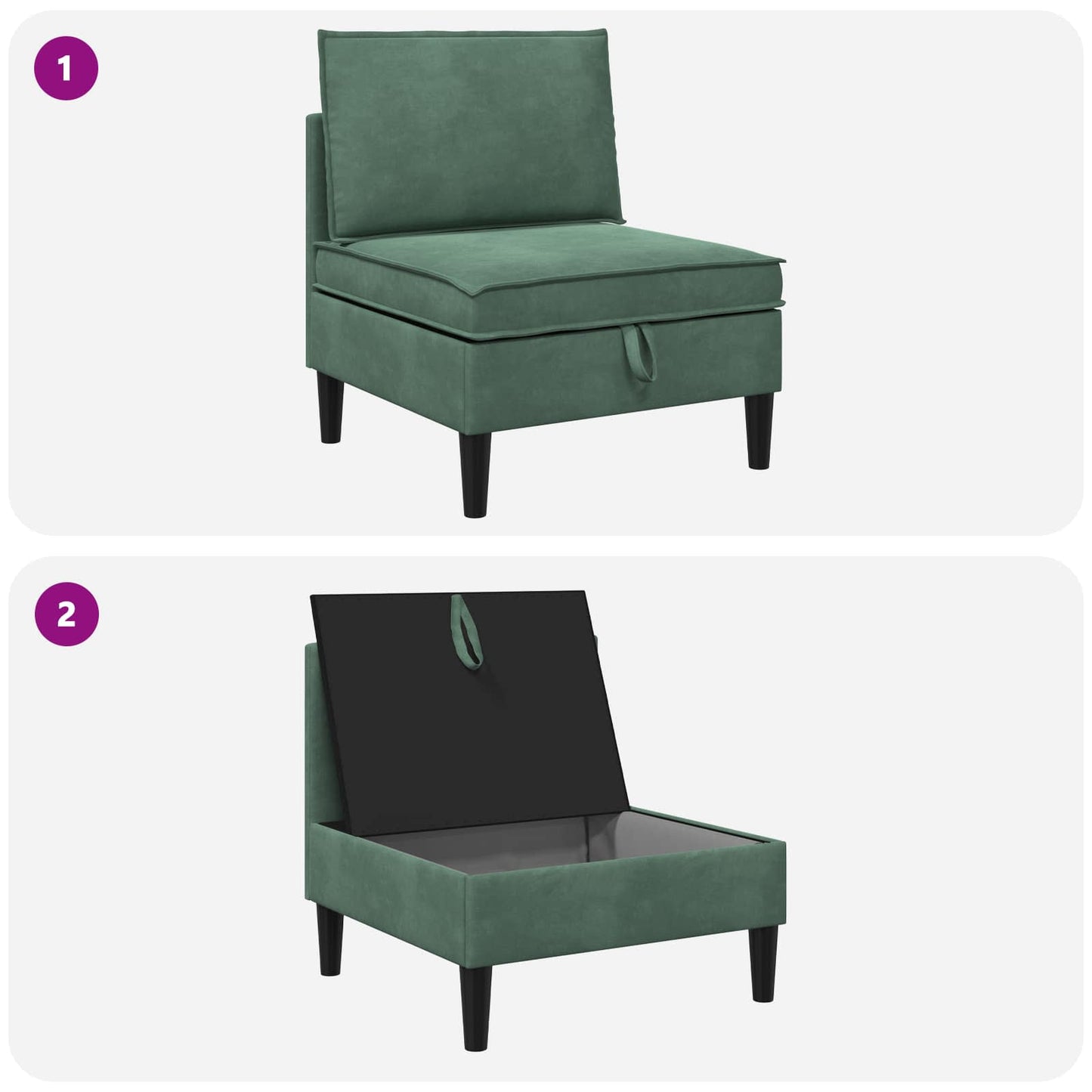 Divano Centrale con Spazio di Archiviazione Verde Mare Velluto | homemem39