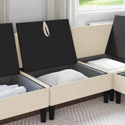 Divano Medio con Storage Crema Velluto | homemem39