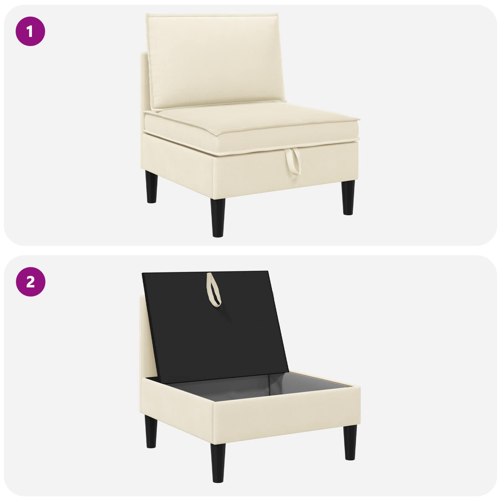 Divano Medio con Storage Crema Velluto | homemem39