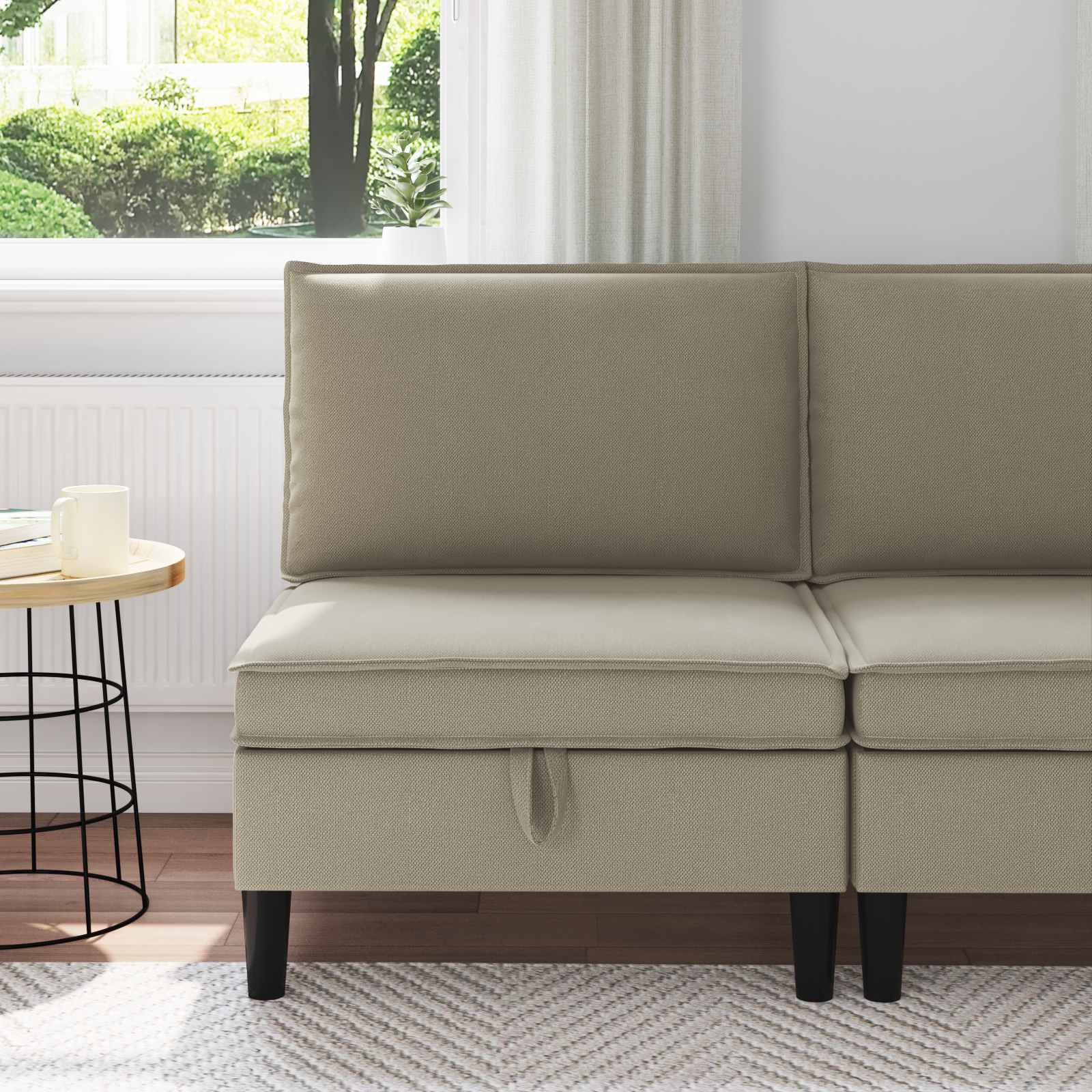 Divano Medio con Storage Sabbia Velluto | homemem39