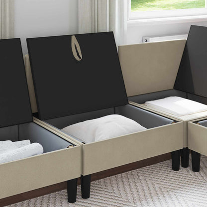 Divano Medio con Storage Sabbia Velluto