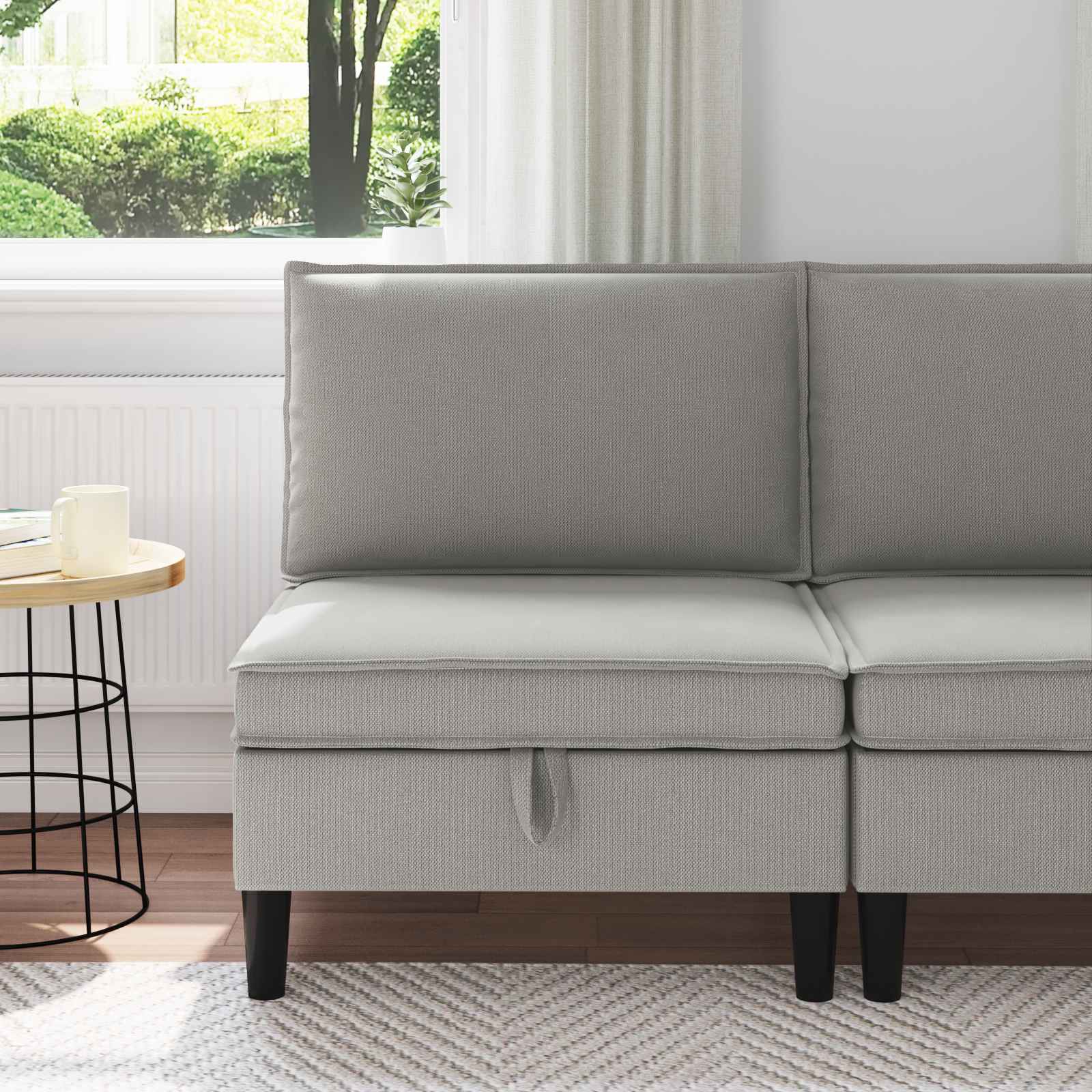 Divano Medio con Storage Grigio chiaro Velluto | homemem39