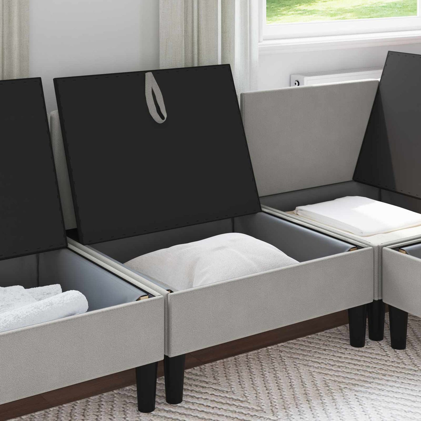 Divano Medio con Storage Grigio chiaro Velluto | homemem39