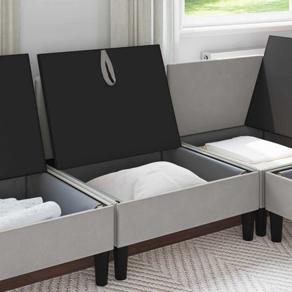 Divano Medio con Storage Grigio chiaro Velluto