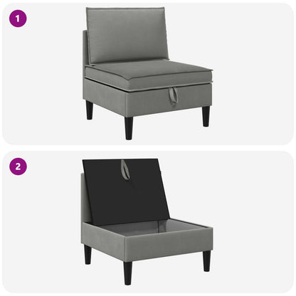 Divano Medio con Storage Grigio scuro Velluto | homemem39