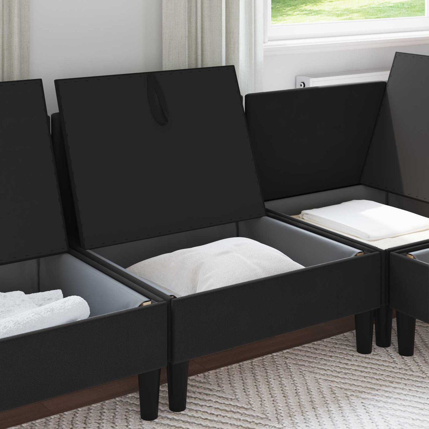 Divano Medio con Storage Nero Velluto