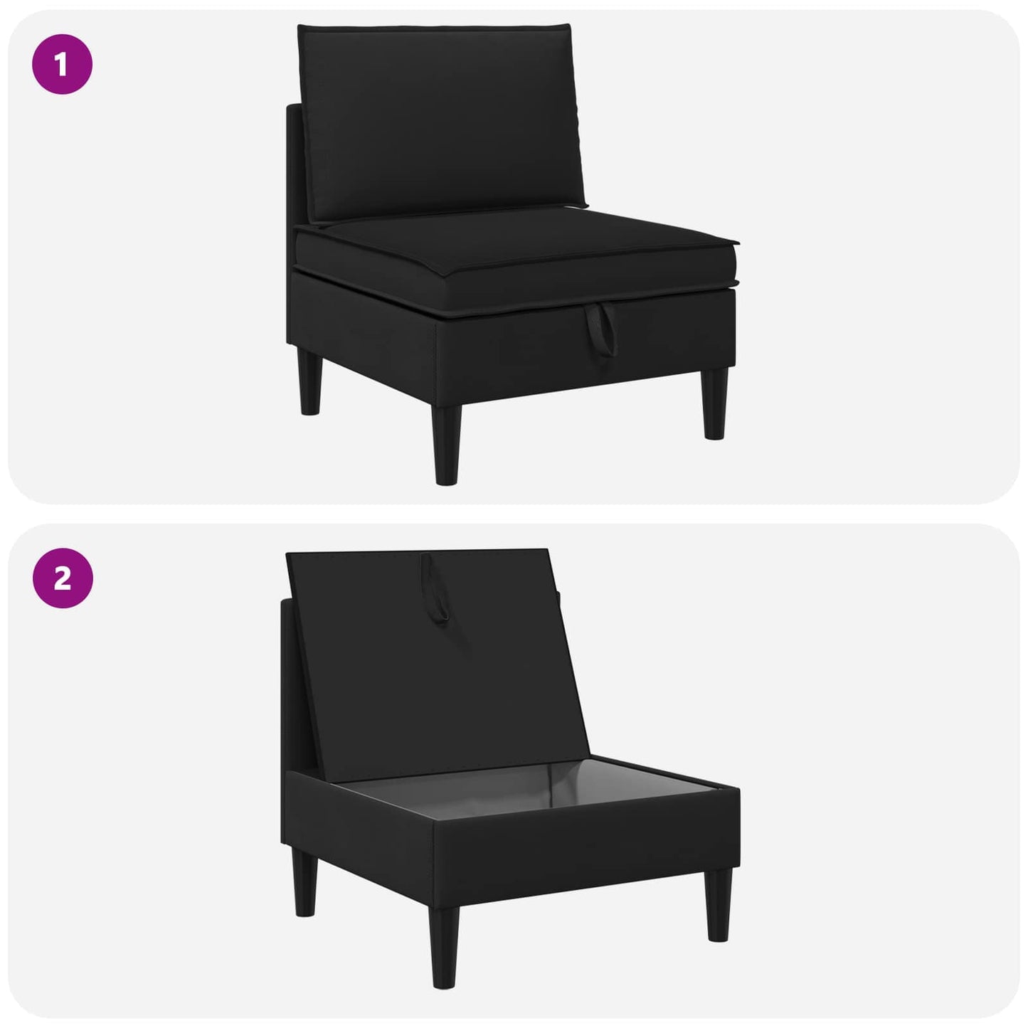 Divano Medio con Storage Nero Velluto