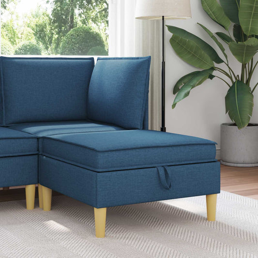 Pouf con Storage Blu Tessuto | homemem39