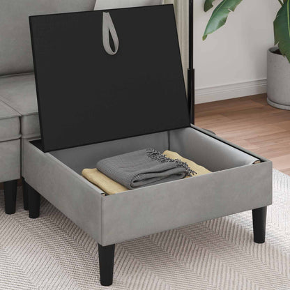 Pouf con Storage Grigio Chiaro Velluto