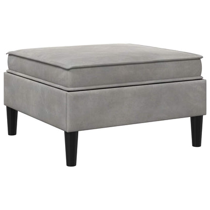 Pouf con Storage Grigio Chiaro Velluto