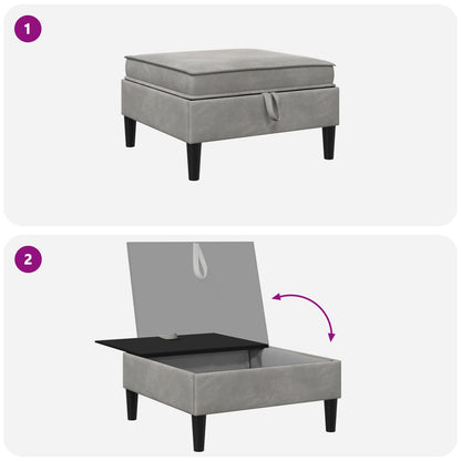 Pouf con Storage Grigio Chiaro Velluto | homemem39