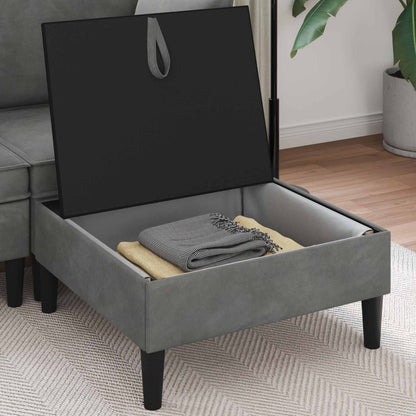 Pouf con Storage Grigio Scuro Velluto