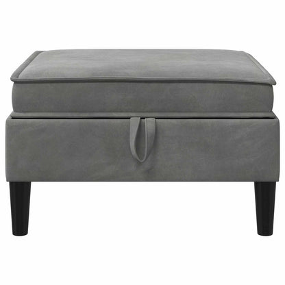 Pouf con Storage Grigio Scuro Velluto