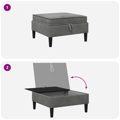 Pouf con Storage Grigio Scuro Velluto
