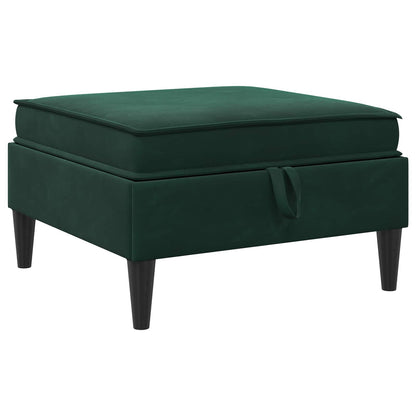 Pouf con Storage Verde Scuro Velluto