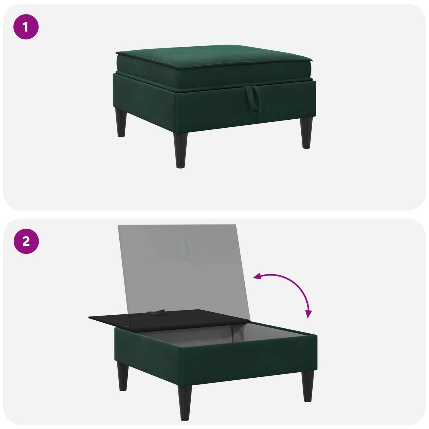 Pouf con Storage Verde Scuro Velluto | homemem39