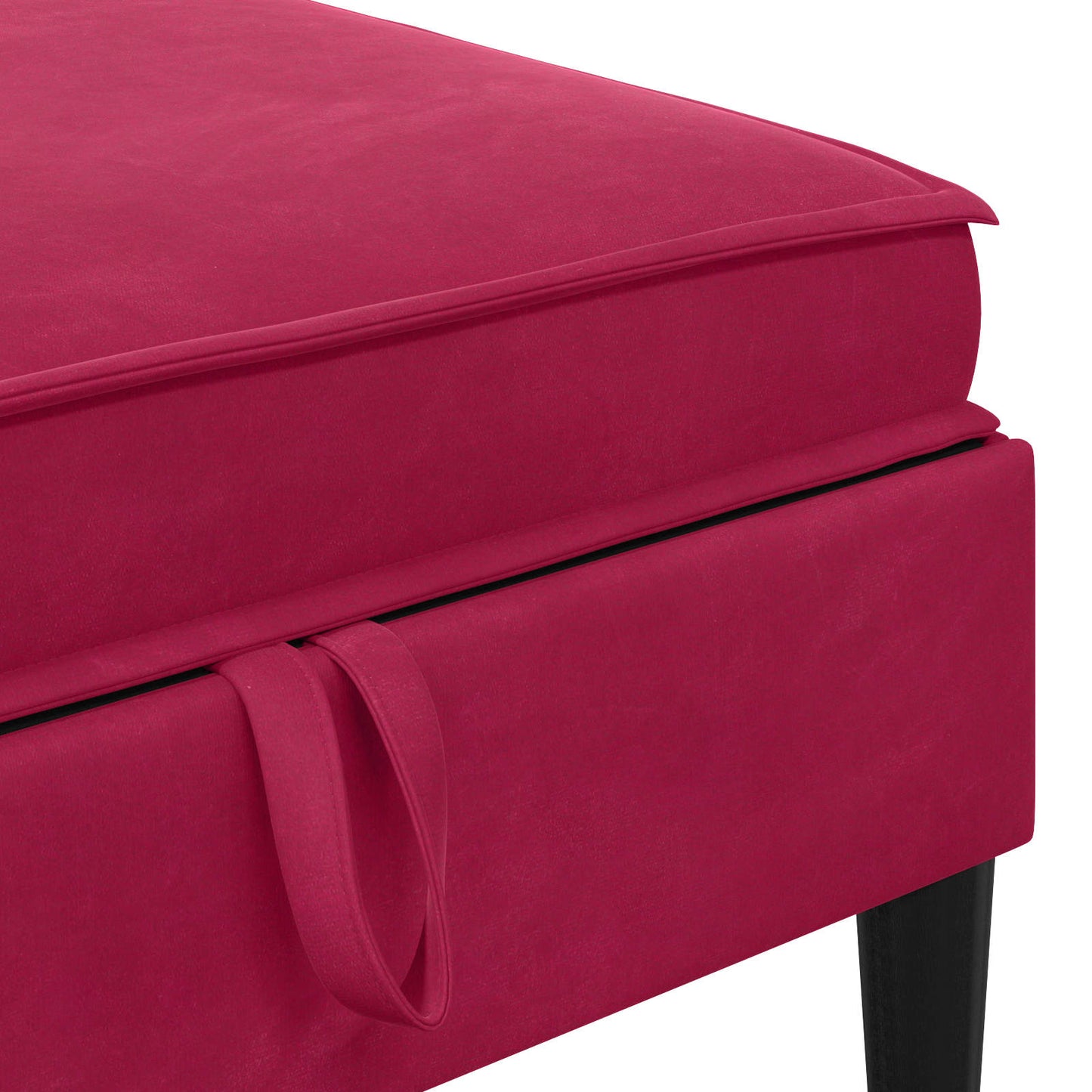 Pouf con Storage Rosso Vino Velluto