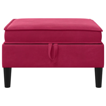 Pouf con Storage Rosso Vino Velluto