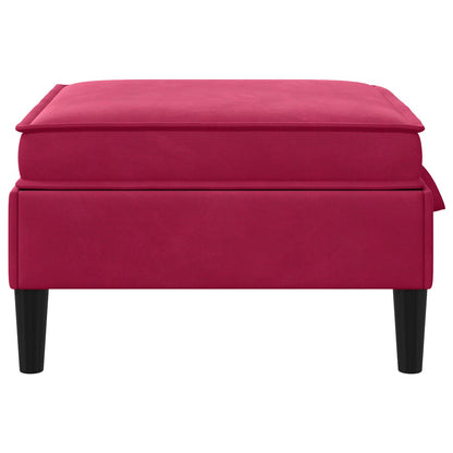 Pouf con Storage Rosso Vino Velluto
